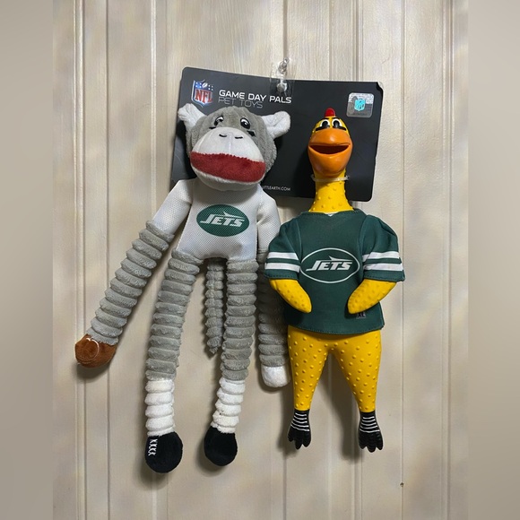 NFL Jets Dog Toys - Gray, White, Yellow